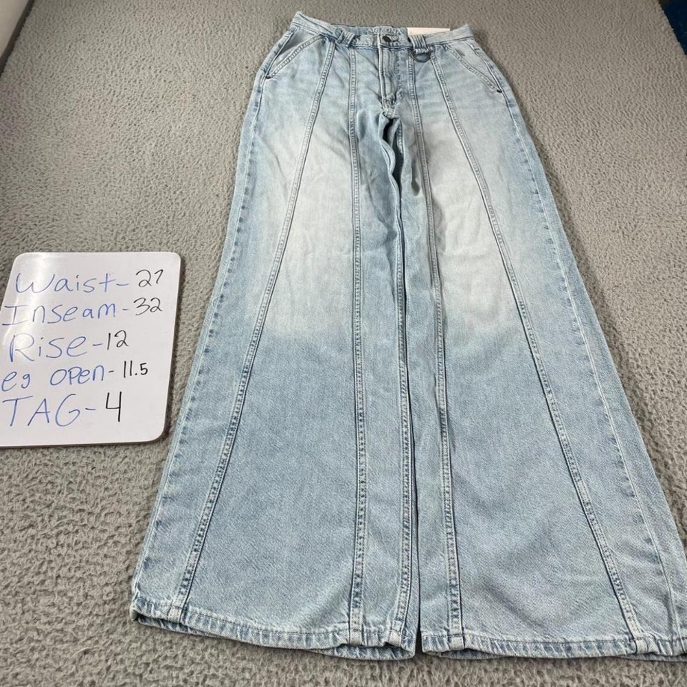 Arizona Jeans Hi Rise Wide Leg Womens Size 4 Baggy Light Blue Fits 27x32 NEW NWT